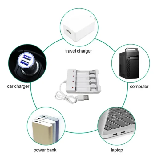 PUJIMAX Battery Charger USB Plug Fast Charging Smart Charge Station For Nimh Nicd AAA/AA Rechargeable Battery Portable Chargers - Image 2