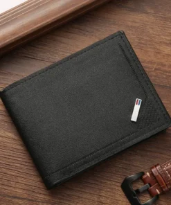 Men's Short Frosted Leather Wallet, Multi-Slot Coin Pocket Photo Holder Small Men's Wallet