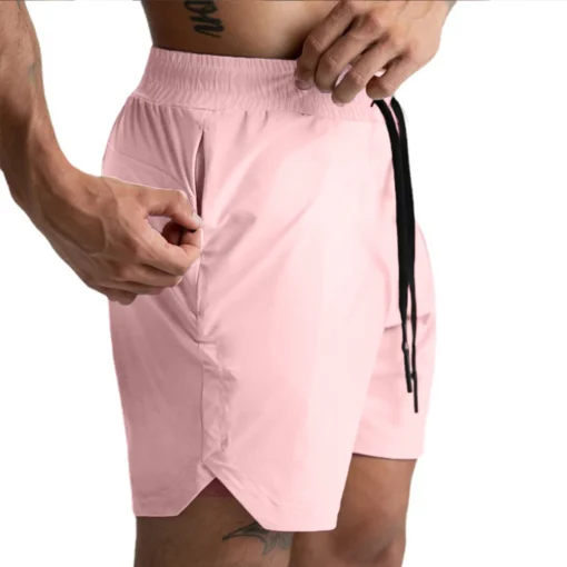 2024 New Men's Shorts Single-Layer Woven Quick Dry Solid Color Running Fitness Sports Casual American Fifth Pants Comfortable - Image 5