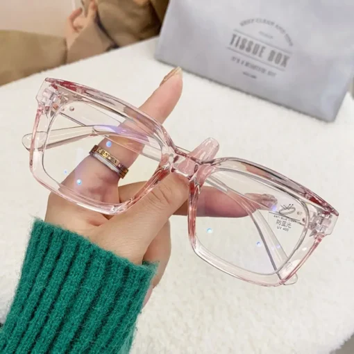 2024 Oversized Square Glasses Anti Blue Light Glasses Large Frame Myopia Glasses Flat Light Glasses Transparent Eyeglasses - Image 5