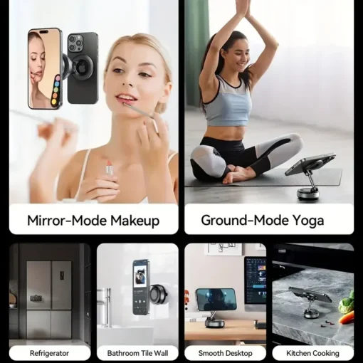 Vacuum magnetic phone holder, Magsafe suction cup phone holder, 360 ° adjustable magnetic phone holder, pocket sized foldable - Image 10
