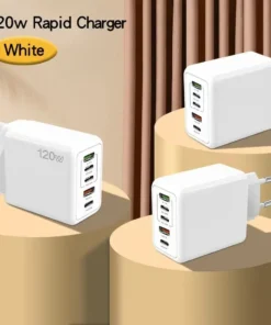 Total 120W USB Charger 5 Ports Type C Fast Charging Mobile Phone Wall Adapter EU/US/UK Plug For iPhone 15 Samsung Xiaomi Huawei