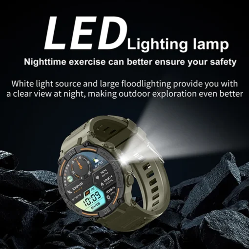 Smartwatch Military Men 360*360 HD Screen Flashlight Health Monitoring Waterproof Heart Rate BT Call Smart Watch For Android IOS - Image 12