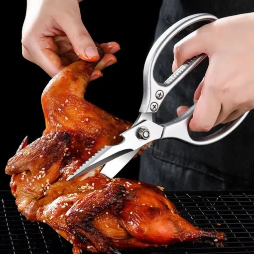 Multifunctional kitchen scissors Household kill fish cut vegetables roast broiler bone scissors Stainless steel scissors - Image 6