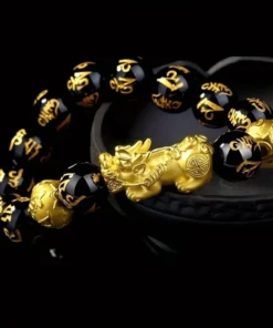 1pc Obsidian Stone Beads Bracelet Pixiu Bracelet Black Wealth Bracelet Bracelets Luck Bracelet For Women Men