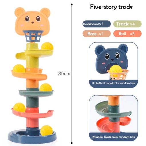 2-7 Layes Track Rolling Ball Pile Tower Early Educational Toy for Babies Rotating Track Educational Stacking Toy for Kids Gift - Image 10
