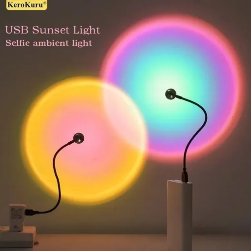 USB Sunset Sunset Ambiance Light Self Photography Light LED Rainbow Neon Night Light Projector Photography Wall Atmosphere Light - Image 7