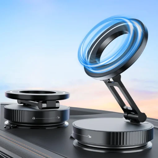 Vacuum magnetic phone holder, Magsafe suction cup phone holder, 360 ° adjustable magnetic phone holder, pocket sized foldable - Image 2