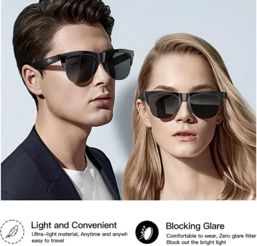 Smart Glasses,Polarized Sunglasses With Bluetooth Speaker,Athletic/Outdoor UV Protection And Voice Control,Unisex - Black - Image 3