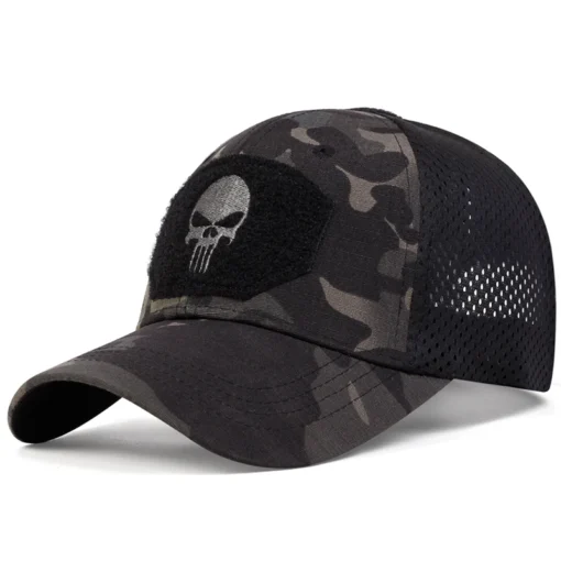 Unisex Skull Embroidered Top with Patch Breathable Baseball Caps Spring and Autumn Outdoor Adjustable Casual Hat Sunscreen Hat - Image 2