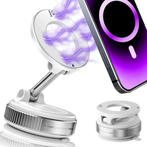 Vacuum magnetic phone holder, Magsafe suction cup phone holder, 360 ° adjustable magnetic phone holder, pocket sized foldable - Image 5