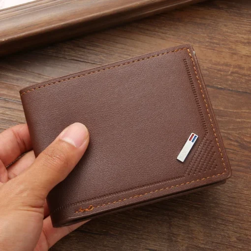 Men's Short Frosted Leather Wallet, Multi-Slot Coin Pocket Photo Holder Small Men's Wallet - Image 7