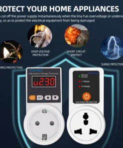 Voltage Protector Socket AC 220V Adjustable and Fixed 16A Voltage Protector Socket Voltage Safety Refrigerator