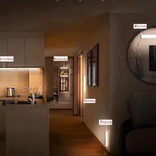 LED Motion Sensor Light Wireless LED Night Light Type C Rechargeable Light Cabinet Wardrobe Lamp Staircase Backlight For Kitchen - Image 9