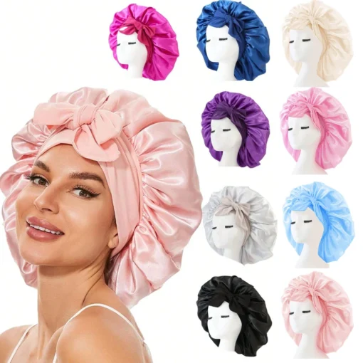 Satin Bonnet Silk Bonnet Adjustable Bonne For Sleeping Hair Bonnet With Tie Band Bonnets For Women Men - Image 14