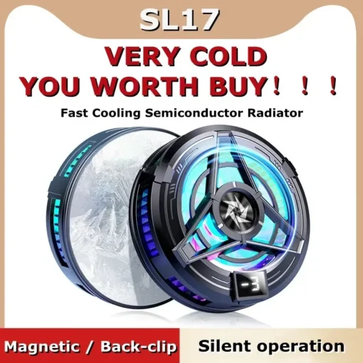 SL17 Magnetic Phones Cooler Back-Clip 2 in 1 Game Cooler Semiconductor Fast Phone Cooling Fan for IOS Android Phone - Image 9