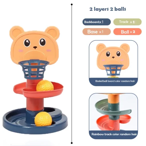 2-7 Layes Track Rolling Ball Pile Tower Early Educational Toy for Babies Rotating Track Educational Stacking Toy for Kids Gift - Image 8