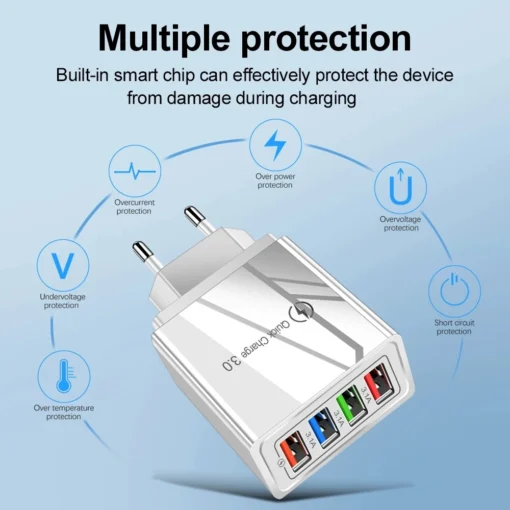 EU US Plug 3A USB Charger Multi Port 4 USB Quick Charge 3.0 For Phone Adapter Tablet Portable Wall Charger Fast Charger For Poco - Image 12