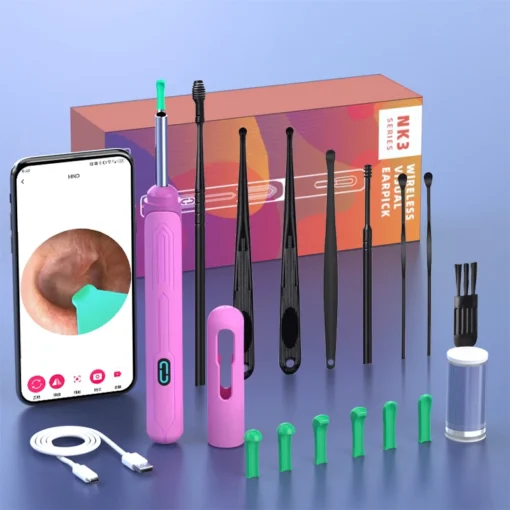 Ear Cleaner with Camera Set HD Ear Sticks Otoscope USB C Charging Endoscope Wax Removal Tool Earpick Ear Cleaning Set NK3 Pro - Image 5