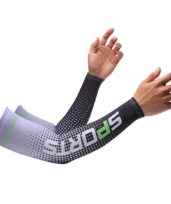 Sport Ice Arm Sleeves for Men Cycling UV Solar Cuff Breathable Summer Sun Protection Arm Cover Print Anti-Sunburn Long Sleeve