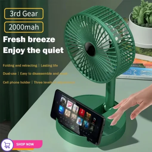 Desktop fan charging model, long endurance USB foldable mini retractable fan, dormitory portable desktop electric fan - Image 6