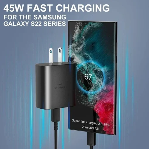 5A 45W PD USB-C Super Fast Charging Type-C Cable for Samsung S21 FE S22 Plus S23 S24 Ultra Note 20 A14 A15 A33 A34 A53 A54 A55 - Image 3