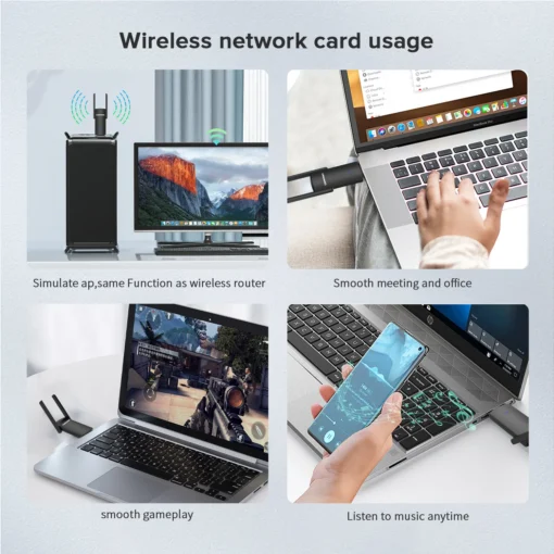 COMFAST 1300Mbps USB Wifi Adapter Drive-free 2.4G/5.8G Network Card 2*2dBi Antenna Wi-Fi Dongle Dual Band Wi Fi Receiver For PC - Image 5
