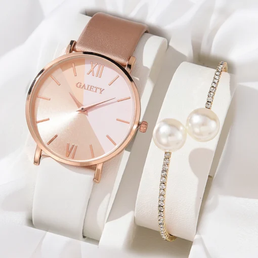 Women Watch Set Luxury Fashion Colourful PU Leather Strap Ladies Quartz Wristwatch Alloy Bracelet For Ladies Gift - Image 4
