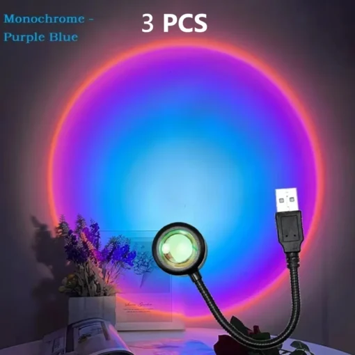 USB Sunset Sunset Ambiance Light Self Photography Light LED Rainbow Neon Night Light Projector Photography Wall Atmosphere Light - Image 4