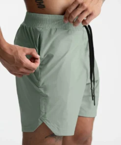 2024 New Men's Shorts Single-Layer Woven Quick Dry Solid Color Running Fitness Sports Casual American Fifth Pants Comfortable