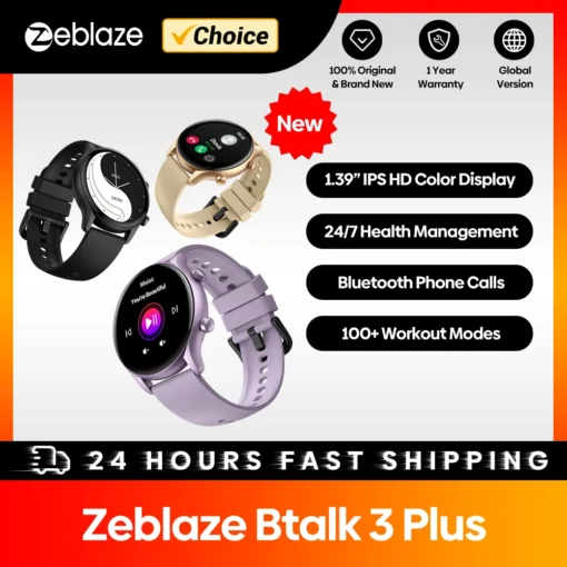 New Zeblaze Btalk 3 Plus Voice Calling Smart Watch 1.39'' Large HD Color Display Fitness Tracking Smartwatch for Men and Ladies - Image 3