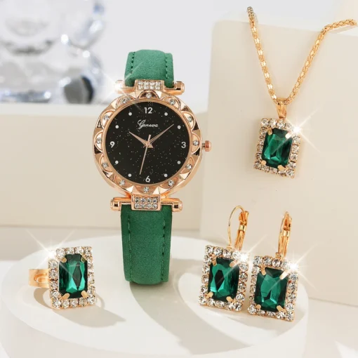 Womens Watches 5Pcs Set Luxury Rhinestone Women Fashion Elegant Wristwatch Quartz Watch For Girl WristWatch Bracelet Gift - Image 7