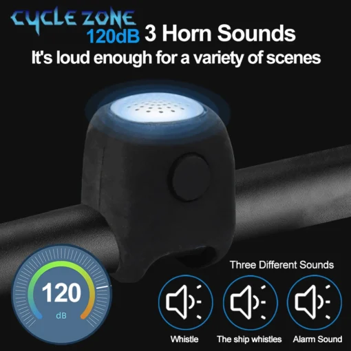 Electric Bicycle Bell Bike Horn 3 Sound Mode Motorcycle Warning Horn MTB Road Cycling Handlebar Bells Loud Bell for Safe Riding - Image 6