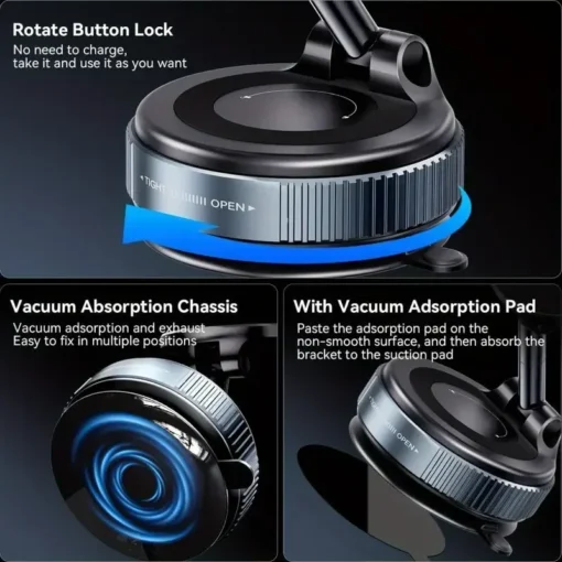 Vacuum magnetic phone holder, Magsafe suction cup phone holder, 360 ° adjustable magnetic phone holder, pocket sized foldable - Image 7
