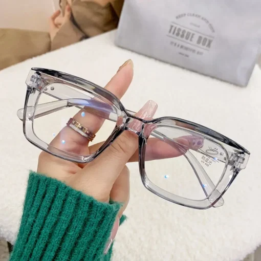 2024 Oversized Square Glasses Anti Blue Light Glasses Large Frame Myopia Glasses Flat Light Glasses Transparent Eyeglasses - Image 7