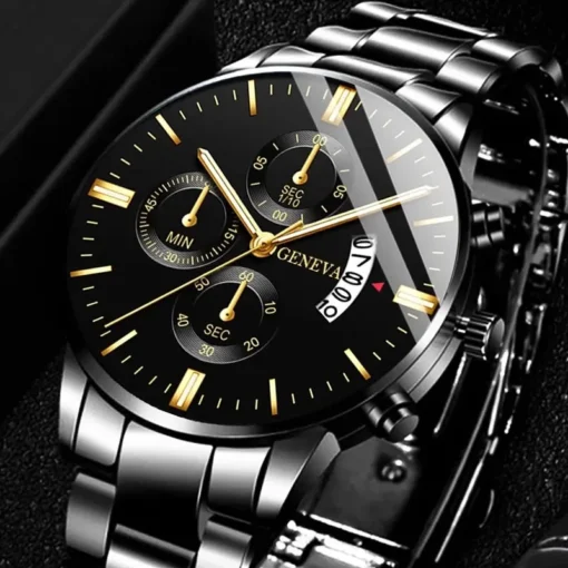 Fashion Men Black Stainless Steel Watch Luxury Calendar Quartz Wrist Watch Mens Business Watches for Man Clock Relogio Masculino - Image 6
