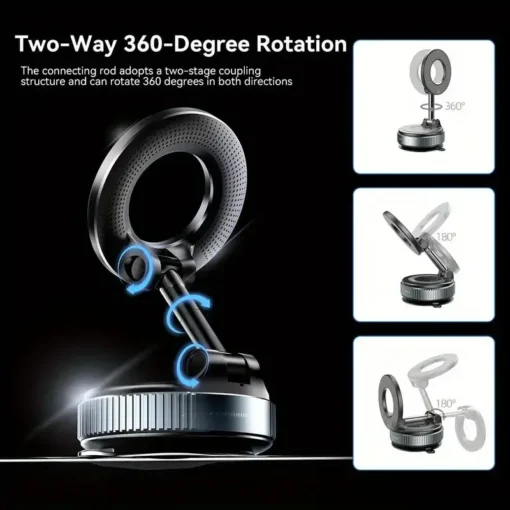 Vacuum magnetic phone holder, Magsafe suction cup phone holder, 360 ° adjustable magnetic phone holder, pocket sized foldable