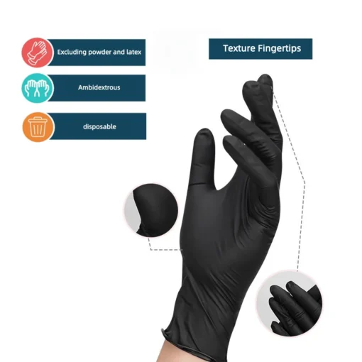 Disposable glove packaging black nitrile gloves household kitchen cooking tools car wash household cleaning work gloves - Image 4