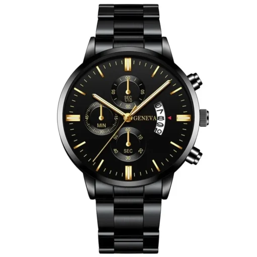 Fashion Men Black Stainless Steel Watch Luxury Calendar Quartz Wrist Watch Mens Business Watches for Man Clock Relogio Masculino - Image 3