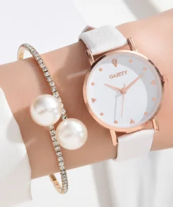Women Watch Set Luxury Fashion Colourful PU Leather Strap Ladies Quartz Wristwatch Alloy Bracelet For Ladies Gift