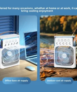 LED night light portable USB charging fan air conditioner electric fan water mist music 3-in-1 household air humidifier