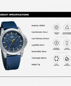 NAVIFORCE Casual Quartz Wristwatch Fashion Waterproof Men's Watches Sport Silicone Strap Male Luminous Clock Relogio Masculino