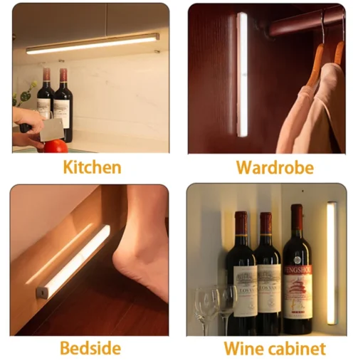 LED Motion Sensor Light Wireless LED Night Light Type C Rechargeable Light Cabinet Wardrobe Lamp Staircase Backlight For Kitchen - Image 5