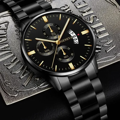 Fashion Men Black Stainless Steel Watch Luxury Calendar Quartz Wrist Watch Mens Business Watches for Man Clock Relogio Masculino - Image 9