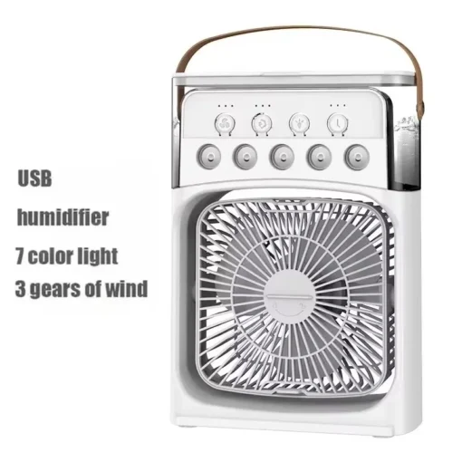 Portable humidifier fan three in one, mini USB air conditioning fan, LED night light, water mist, home fun air cooler humidifier - Image 4