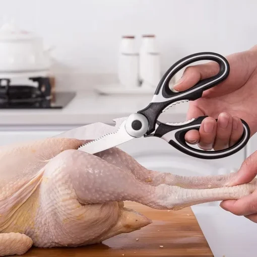 Multifunctional kitchen scissors Household kill fish cut vegetables roast broiler bone scissors Stainless steel scissors - Image 5