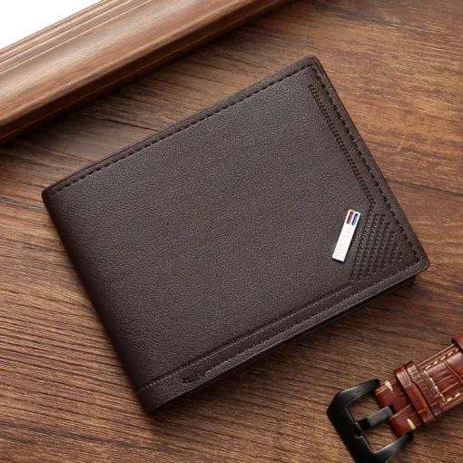 Men's Short Frosted Leather Wallet, Multi-Slot Coin Pocket Photo Holder Small Men's Wallet - Image 6