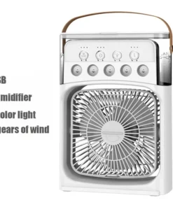 Portable humidifier fan three in one, mini USB air conditioning fan, LED night light, water mist, home fun air cooler humidifier