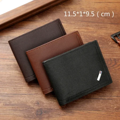 Men's Short Frosted Leather Wallet, Multi-Slot Coin Pocket Photo Holder Small Men's Wallet - Image 4
