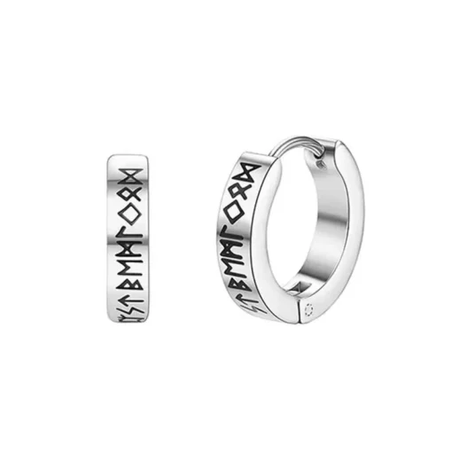 Stainless Steel Norwegian Viking Rune Hoop Earrings For Men Woman Unisex 12 Mm Huggie Hoop Religious Earring Jewelry - Image 9